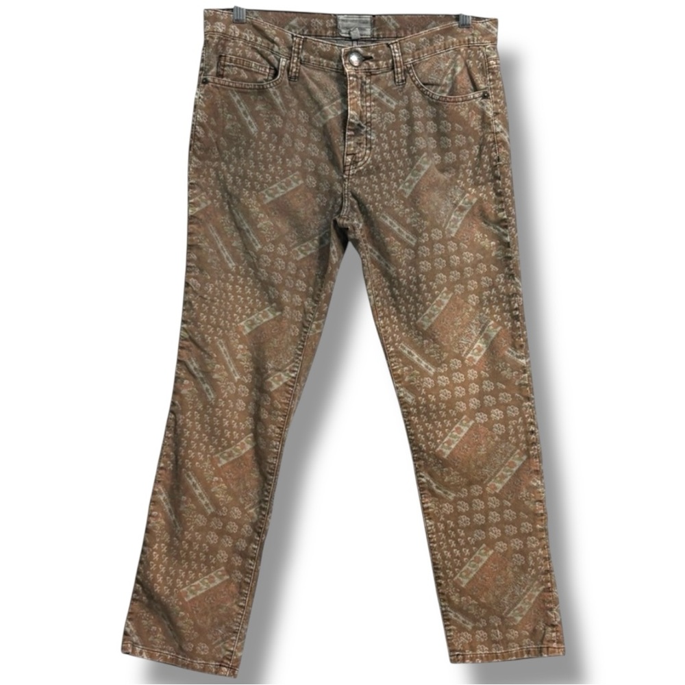 Current Elliott Fine Wale Printed Corduroy Five Pocket Pants Brown Cotton 27